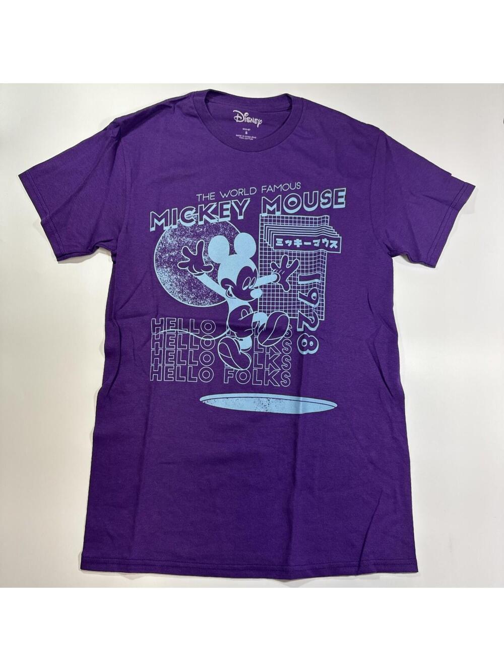 Disney The World Famous Mickey Mouse T-shirt Size Small Purple Tee Japan 1928